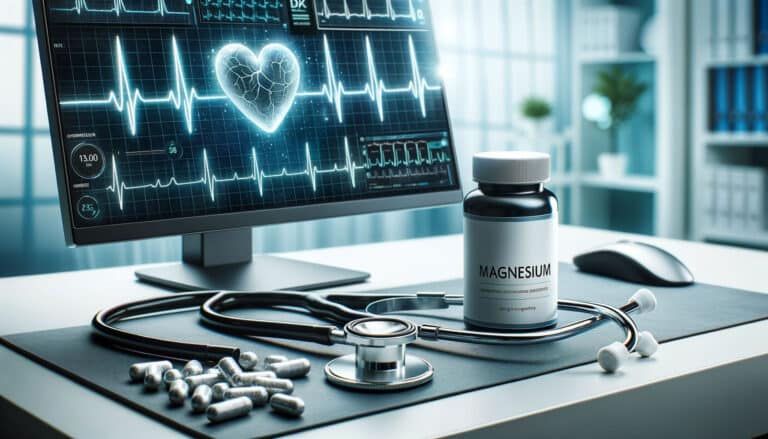 consultório médico com acessórios médicos e um frasco de magnésio sob a mesa